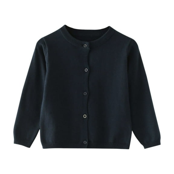 YunPes Girls School Crewneck Knit Cardigan Sweater Kids Baby Button Long Sleeve Unifor𝐦 Sweaters Basic Solid Casual Fall Jacket