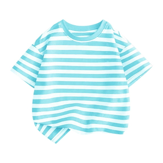 YunPes Girls Shirts Short Sleeve Tee for Girl Striped Color Block T Shirt 3‐12Y Kids Crew Neck T Shirts Trendy Casual Basic Tee