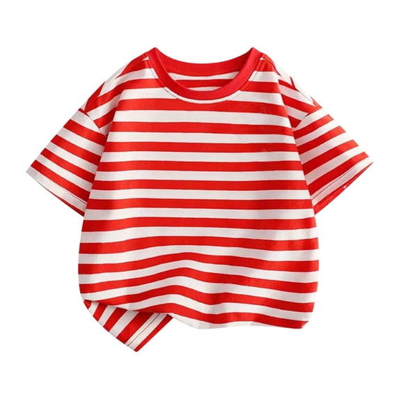YunPes Girls Shirts Short Sleeve Tee for Girl Striped Color Block T Shirt 3‐12Y Kids Crew Neck T Shirts Trendy Casual Basic Tee