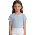 thumbnail image 1 of YunPes Girls Short Sleeve Lace Crewneck T Shirts Solid Color Casual Blouse Kids Summer Tops Tees 12M‐8Y Cute Toddler 𝐔niform Tee, 1 of 9