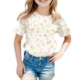 thumbnail image 1 of YunPes Girls Short Sleeve Shirts Floral Graphic Printing T Shirts Teens Kids Crewneck Tee Summer Trendy Preppy Cute Tops Clothes, 1 of 5