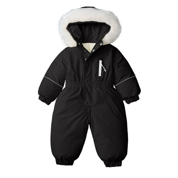 YunPes Girls' Ski Suit Hooded and Plush Thick Outerwear Jumpsuit Toddler Jumpsuit