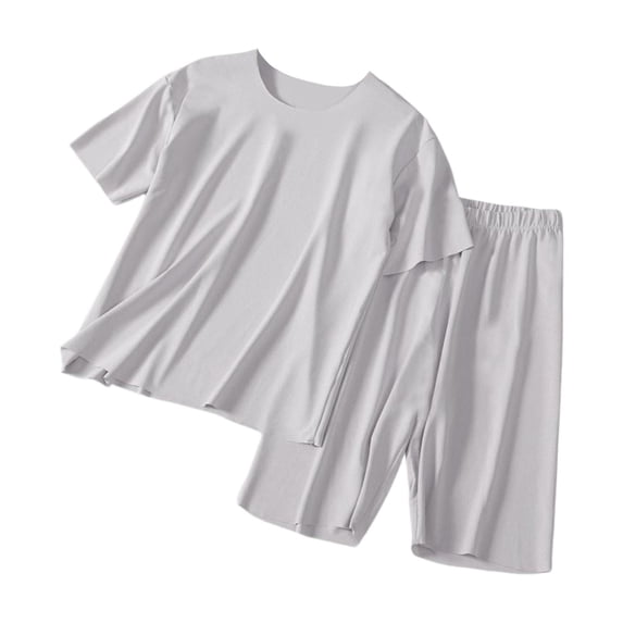 YunPes Girls Soft Plain Pajama Set Lightweight Loose Fit Short Sleeve Shirts and Shorts Breathable Comfy 2 Piece Outfit