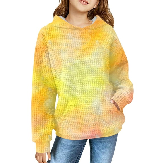 YunPes Girls Sweatshirt Winter Children's Personality Tie Dye Retro Print Sweatshirt Long Sleeve Cute Sweatshirt Sweater for Girls