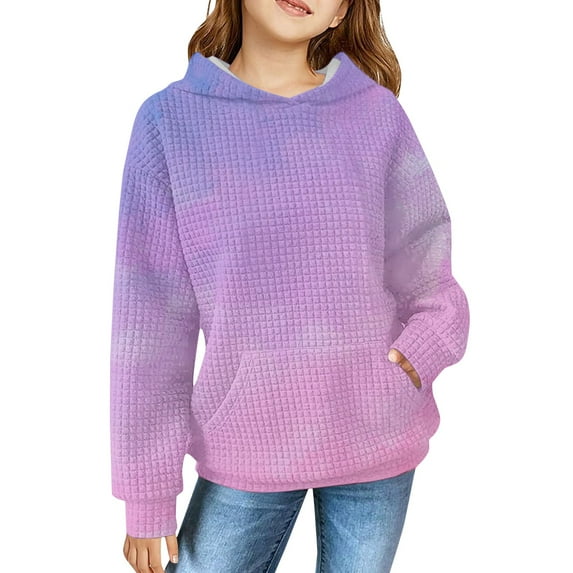 YunPes Girls Sweatshirt Winter Tie Dye Retro Print Sweatshirt Long Sleeve Comfortable Cute Sweatshirt Brand Hoodies