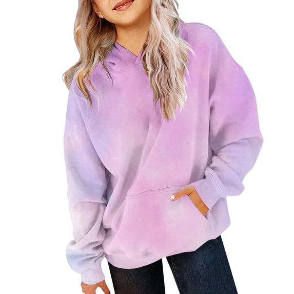YunPes Girls Sweatshirt Winter Tie Dye Retro Print Sweatshirt Long Sleeve Comfortable Cute Sweatshirt Zip up Hoodie