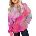 thumbnail image 1 of YunPes Girls Sweatshirt Winter Tie Dye Retro Print Sweatshirt Long Sleeve Comfortable Cute Sweatshirt Zip up Hoodie, 1 of 7