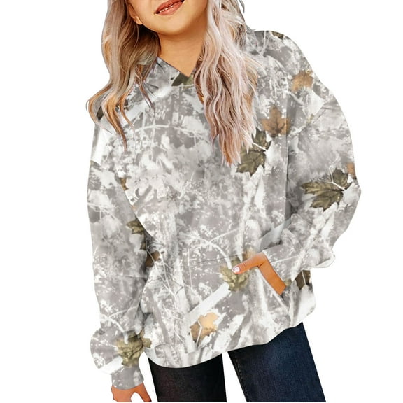 YunPes Girls' Sweatshirts Winter Retro Print Sweatshirts for Teenagers Long Sleeves Comfortable Cute Sweatshirts Baby Winter Clothes