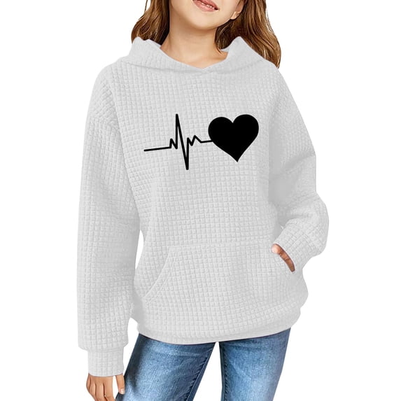 YunPes Girls' Sweatshirts Winter Retro Print Sweatshirts for Teenagers Long Sleeves Cute Sweatshirts Jacket
