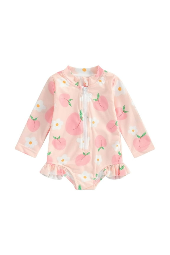 Girls Swimwear Toddler Kids Girls' UPF 50+ One-Piece Swimsuit - Long Sleeve Sun Protection with Zipper Front