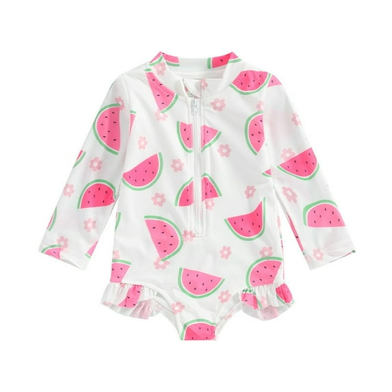 YunPes Girls Swimwear Toddler Kids Girls' UPF 50+ One-Piece Swimsuit - Long Sleeve Sun Protection with Zipper Front