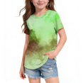 thumbnail image 1 of YunPes Girls T Shirts Tie Dye Short Sleeve Shirts Kids Summer Tops Soft Casual Crewneck Basic Tees Dance Streetwear Birthday Outfits, 1 of 5