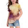thumbnail image 1 of YunPes Girls T Shirts Tie Dye Short Sleeve Shirts Kids Summer Tops Soft Casual Crewneck Basic Tees Dance Streetwear Birthday Outfits, 1 of 5