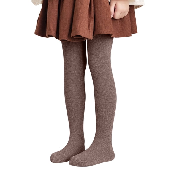 YunPes Girls Thick Fleece Tights Toddler Kids Cotton Leggings Winter Warm Cozy Pantyhose Cute Plain Stocking Footed Pants for Dress