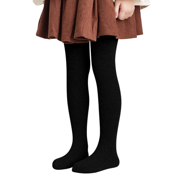 YunPes Girls Thick Fleece Tights Toddler Kids Cotton Leggings Winter Warm Cozy Pantyhose Cute Plain Stocking Footed Pants for Dress