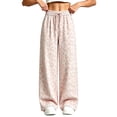 thumbnail image 1 of YunPes Girls Wide Leg Sweatpants Leopard Print Elastic Waist Drawstring Pockets Open Bottom Straight Leg Trousers Athletic Pants for Kids, 1 of 4