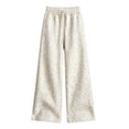 thumbnail image 1 of YunPes Girls Wide Leg Sweatpants Leopard Print Elastic Waist Drawstring Pockets Open Bottom Straight Leg Trousers Athletic Pants for Kids, 1 of 3
