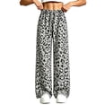 thumbnail image 1 of YunPes Girls Wide Leg Sweatpants Leopard Print Elastic Waist Drawstring Pockets Open Bottom Straight Leg Trousers Athletic Pants for Kids, 1 of 3
