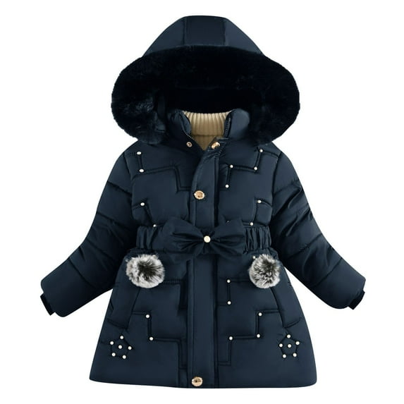 YunPes Girls' Winter Jackets Mid Length Faux Fuš« Thick Heavyweight Quilted Coat School Fashion down Jacket Kids Windproof Warm Coat