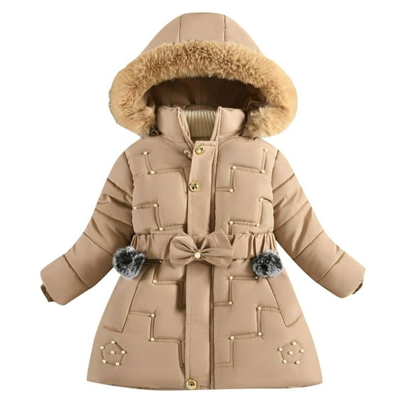 YunPes Girls' Winter Jackets Mid Length Faux Fuš« Thick Heavyweight Quilted Coat School Fashion down Jacket Kids Windproof Warm Coat