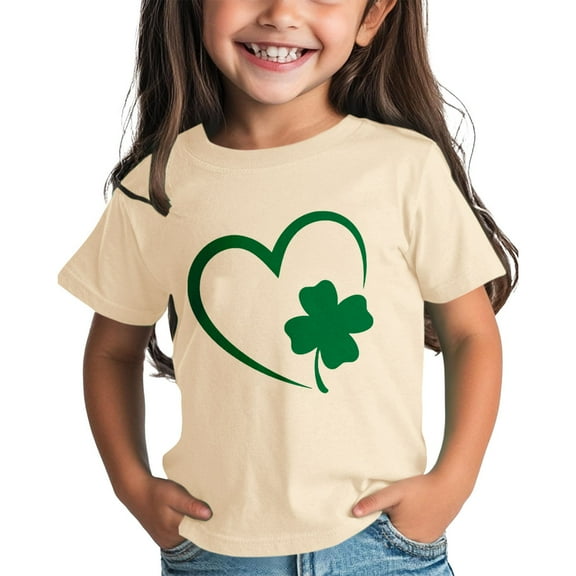 YunPes Girls and Boys St Day Shirt Graphic Tee Comfortable Fit for Daily Wear Green Ages 1 15 Shoulder Less Shirts Girls Toddler Girls Shirt