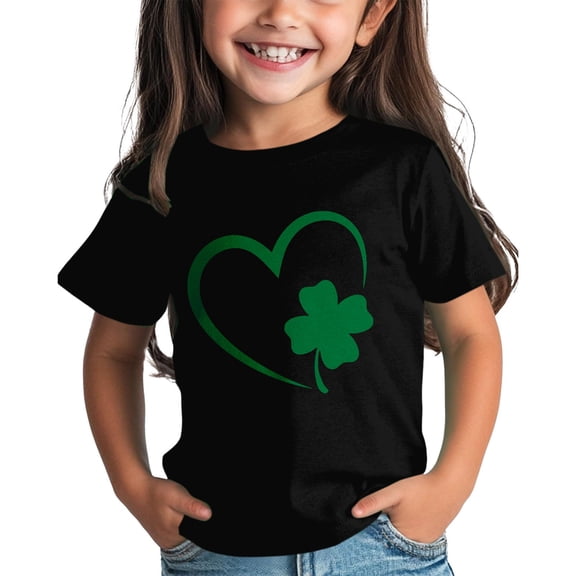 YunPes Girls and Boys St Day Shirt Graphic Tee Comfortable Fit for Daily Wear Green Ages 1 15 Shoulder Less Shirts Girls Toddler Girls Shirt