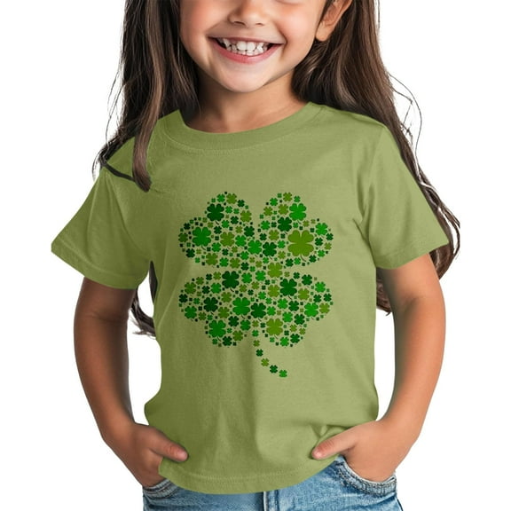 YunPes Girls and Boys St Day Shirt Graphic Tee Comfortable Fit for Daily Wear Green Ages 1 15 Youth Girls Shirts Girls Soccer Shirt