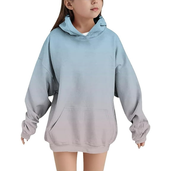 YunPes Gradient Oversized Hoodie for Girls Trendy Long Sleeve Hooded Sweatshirts with Pockets Teen Casual Preppy Pullover