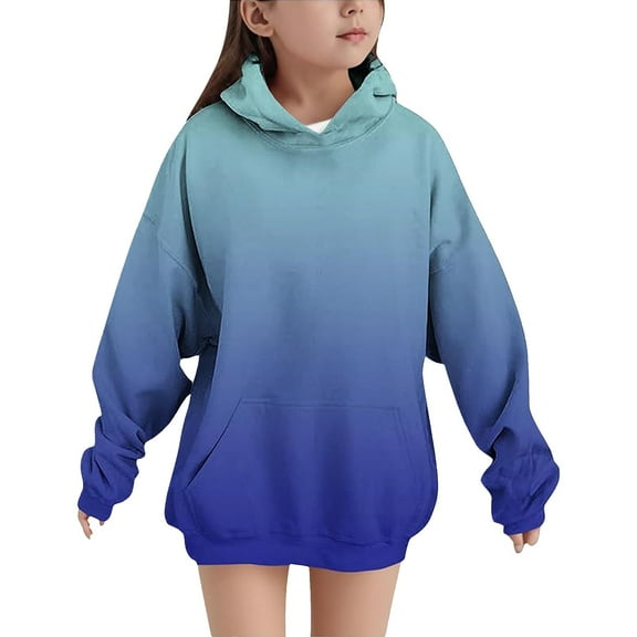 YunPes Gradient Oversized Hoodie for Girls Trendy Long Sleeve Hooded Sweatshirts with Pockets Teen Casual Preppy Pullover