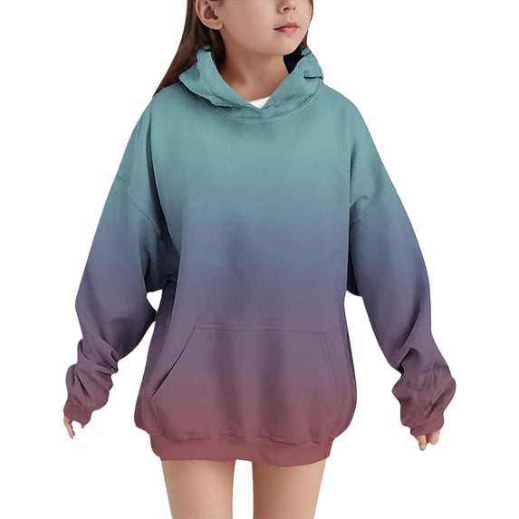 YunPes Gradient Oversized Hoodie for Girls Trendy Long Sleeve Hooded Sweatshirts with Pockets Teen Casual Preppy Pullover