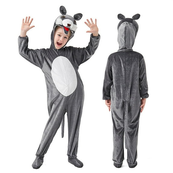YunPes Halloween Children's Boys and Girls Play Animal Jumpsuits Clothes Head Cover Foot Cover Three Piece Set Medium Boys Outfits