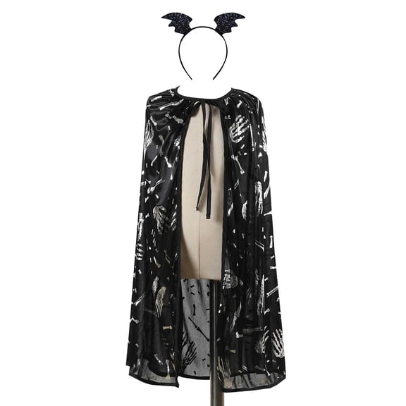 YunPes Halloween Children's Cape Printed Lace Cape with Headband Children's for Performance Puffy Jacket for Toddlers