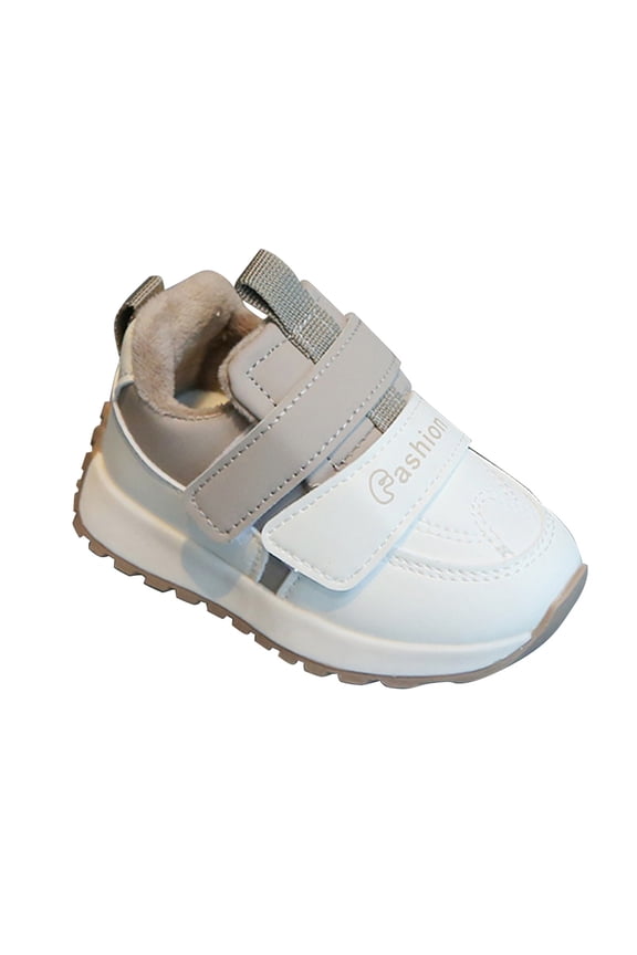 Infant Baby Girls Leather Sneakers Kicks Slip Resistant Shoes Winter Comfortable Warm Furry Lining First Walking Shoes