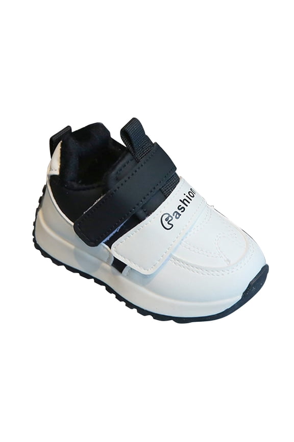 Infant Baby Girls Leather Sneakers Kicks Slip Resistant Shoes Winter Comfortable Warm Furry Lining First Walking Shoes