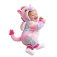 thumbnail image 1 of YunPes Infant Rainbow Horse Plush Hooded Jumpsuit Full Zip Long Sleeve Animal Onesie 3D Ears & Fuzzy Tail Baby Holiday Party Outfit, 1 of 7