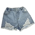thumbnail image 1 of YunPes Jean Shorts for Teen Girls Ripped Raw Hem High Waist Straight Leg Cute Summer Y2k Denim Shorts with Pockets Versatile Pants, 1 of 8