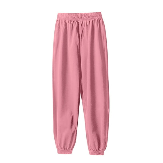 YunPes Kids Cargo Pants Girls Age 4-13 Years Vintage Sweatpants for Girls Loose Fit Elastic Waist Tightener Stretchy Trousers