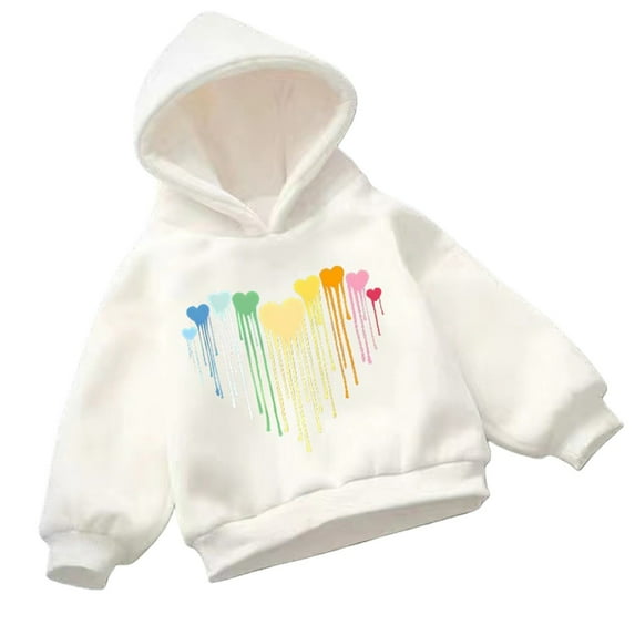 YunPes Kids Colorful Love Print Pullover Hoodies Boys Girls Hooded Heart Sweatshirts Candy Color Valentine's Day Tops Sweater Coats