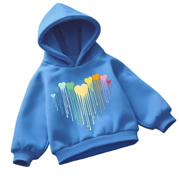 YunPes Kids Colorful Love Print Pullover Hoodies Boys Girls Hooded Heart Sweatshirts Candy Color Valentine's Day Tops Sweater Coats