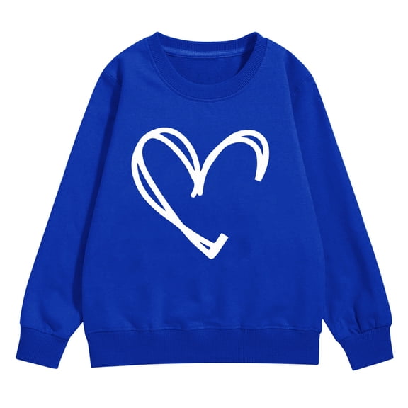 YunPes Kids Crewneck Fleece Pullover Tops Cute Heart Print Sweatshirts for Teen Girls Casual Cozy Tops Fall Winter Trendy Clothes