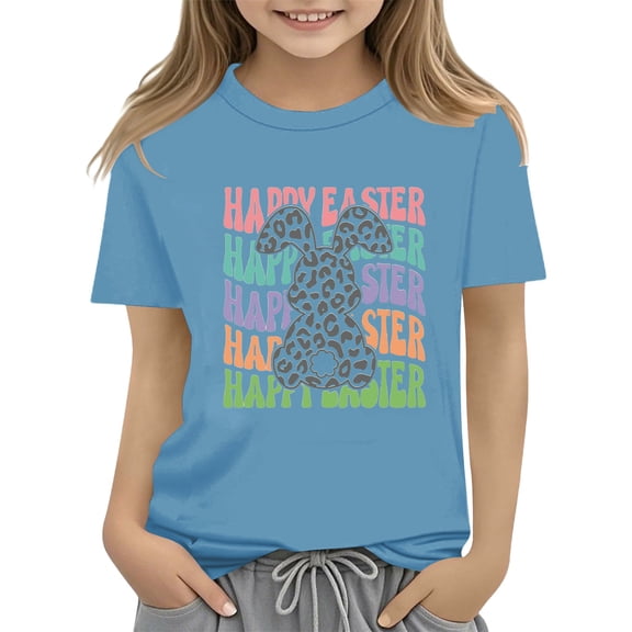 YunPes Kids Easter Bunny T Shirt with Colorful Eggs and Floral Design Soft T Shirt for Girls Comfortable and Stylish Girls Long Sleeve Shirt