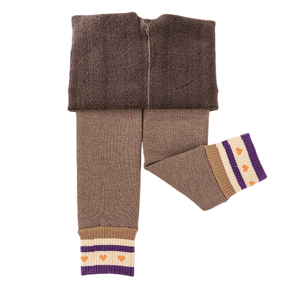 YunPes Kids Fleece Lined Tights Girls Cute Graphic Warm High Waist Stretchy Leggings Winter Cozy Thick Soft Cotton Pantyhose