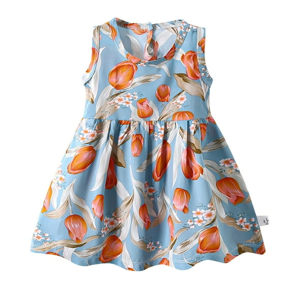 YunPes Kids Girl Boy Dresses Crew Neck Dresses for Child Sleeveless Cute Ruched Dresses