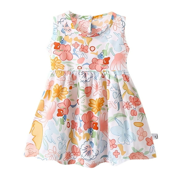 YunPes Kids Girl Boy Dresses Crew Neck Dresses for Child Sleeveless Cute Ruched Dresses