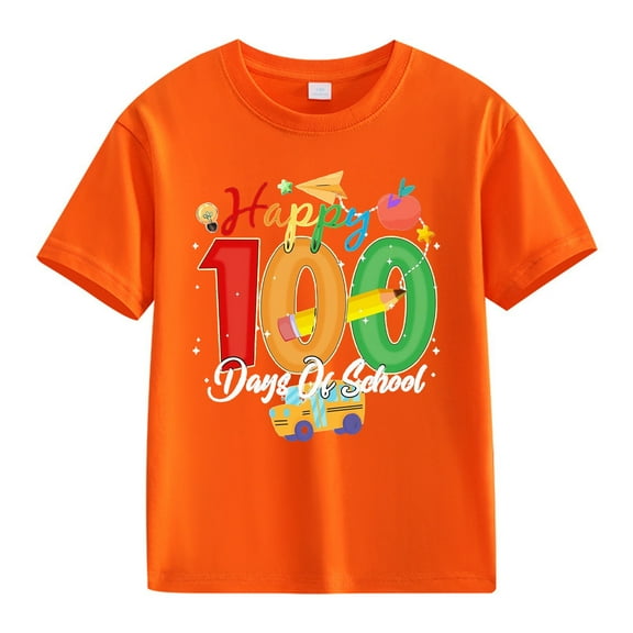 YunPes Kids Girls Boys T Shirts 100 Day Anniversary Teacher Student Summer Clothes Pullovers 100th Day of School Celebration Tops