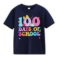 thumbnail image 1 of YunPes Kids Girls Boys T Shirts Fun Colorful Letter Print Short Sleeve Round Neck Tops 100th Day of School Summer Clothes, 1 of 1