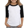 thumbnail image 1 of YunPes Kids Girls T Shirts Casual Raglan 3/4 Sleeve Soft Tee Crewneck Color Block Cute Fall Blouses Tops Tennis Baseball T Shirts, 1 of 8