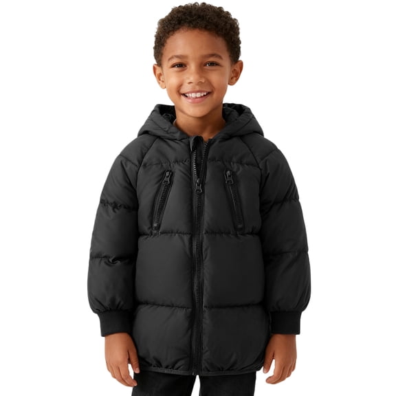 YunPes Kids Puffer Jackets Boys Winter Waterproof Quilted Thick Padded Insulated Down Coat Casual Cozy Puffy Hooded Outerwear