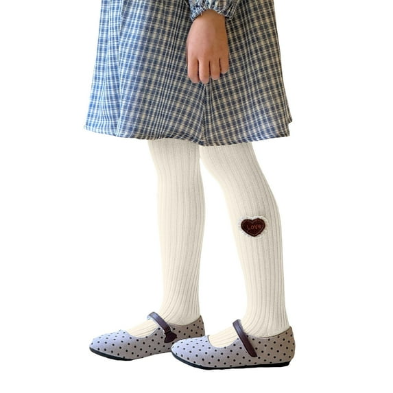 YunPes Kids' Ribbed Tights with Heart Patch Soft Stretchable Leggings Multiple Colors for Girls Girls Softball