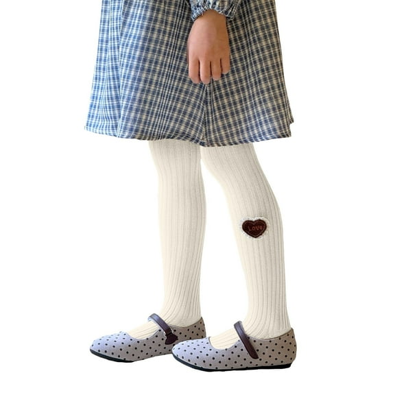 YunPes Kids' Ribbed Tights with Heart Patch Soft Stretchable Leggings Multiple Colors for Girls Girls Softball